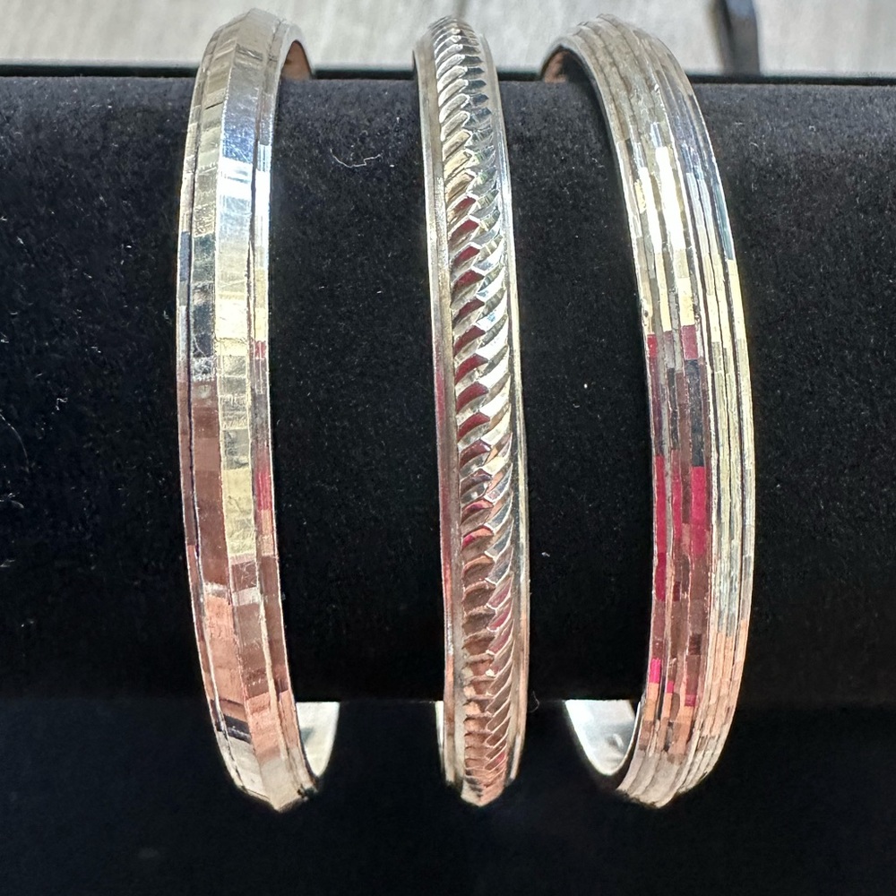 Bangle Bracelet Set - Medium (3) - Sterling Silver 925